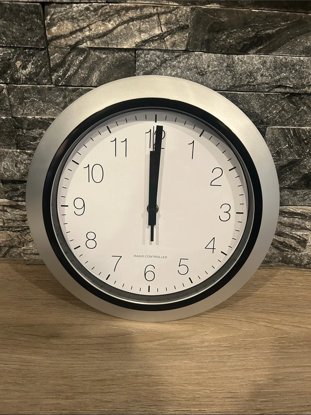 NWT 12” Modern Silver Wall Clock with White Face